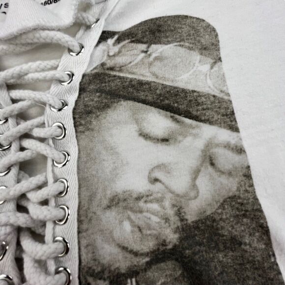 Jimi Hendrix T-shirt  Small Lace Up Short Sleeve Graphic Rockin Artwork White - Picture 5 of 11